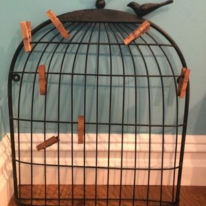 Bird cage photo holder close pins hold photos